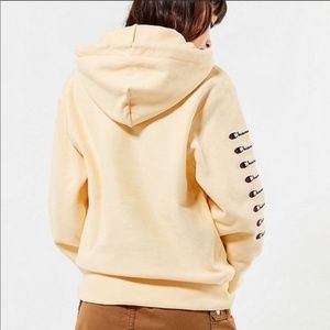 Chamion Arm Logo Pale Yellow Hoodie